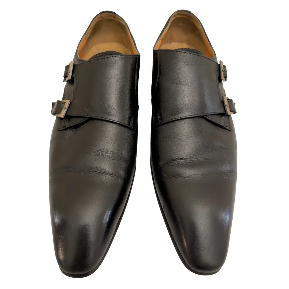 Unbranded Double Monk Strap Dress Shoes Mens 45 Black Excellent Leather Loafers